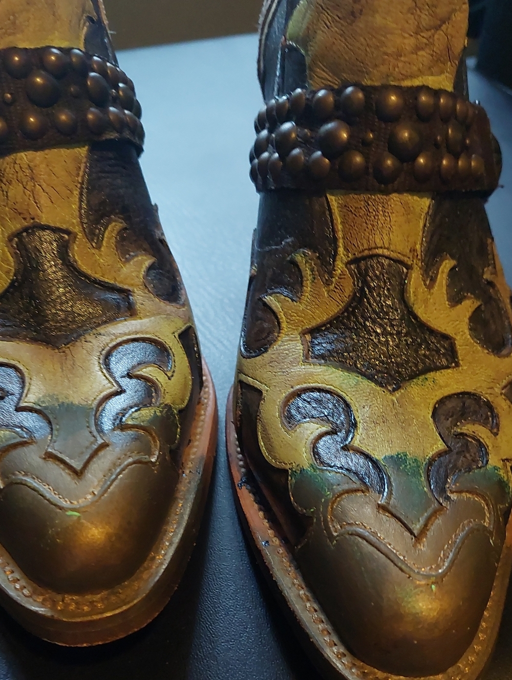 Mezcalero Brown and Yellow Western Ankle Boots - Picture 3 of 5